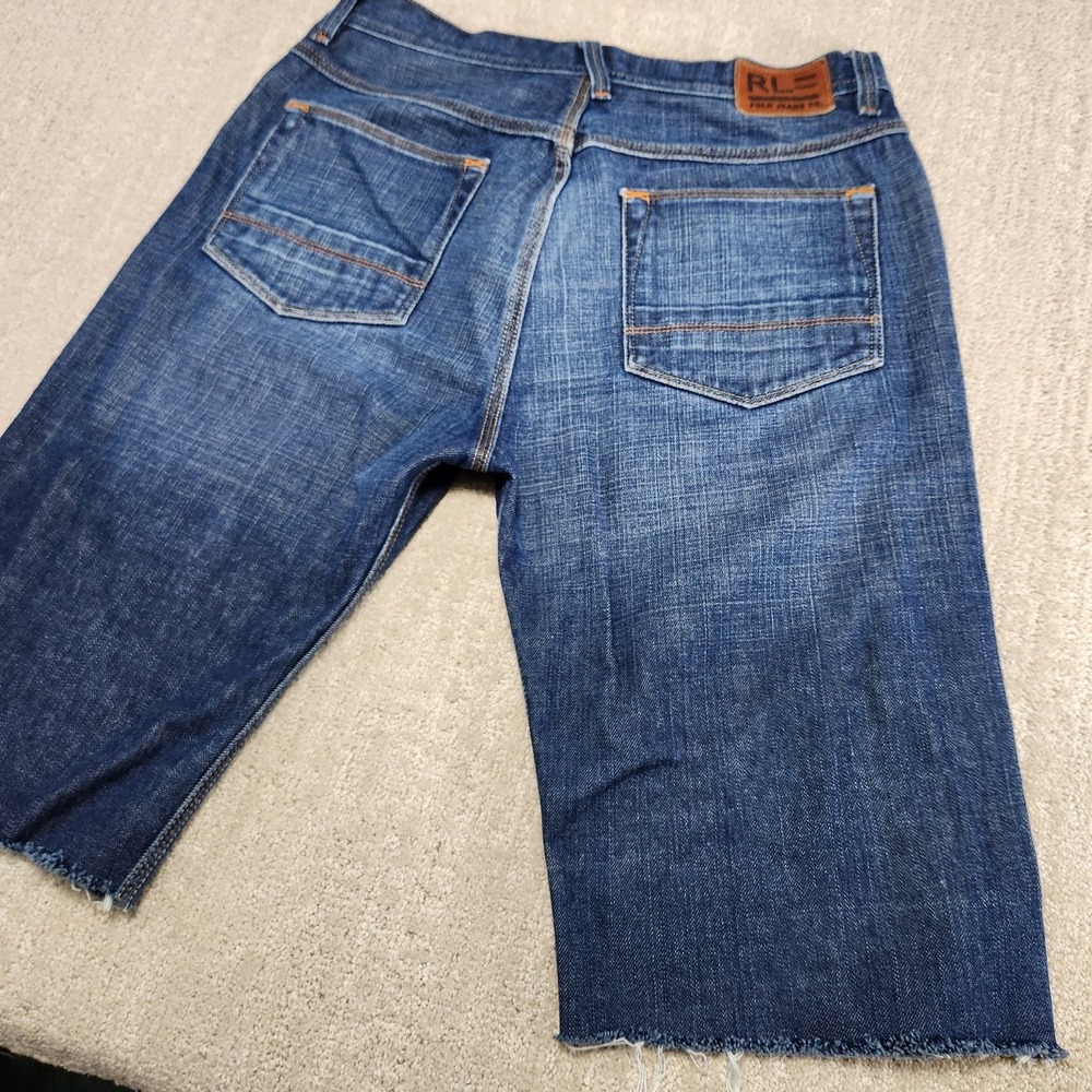 Vintage Ralph Lauren Denim Shorts Men 32 Cut Off Jorts Polo Jeans Co RL Patch
